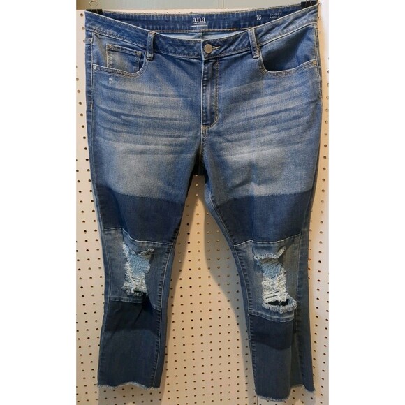 Ana A New Approach Women's Jeans Size 16 Skinny Ankle Denim Distressed - Picture 1 of 6
